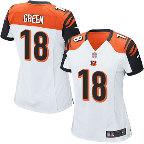 Women's Limited A.J. Green Nike Jersey White Road - #18 NFL Cincinnati Bengals